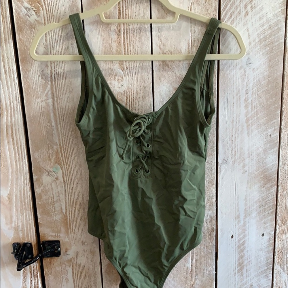 LA HEARTS Lace Up low back one piece